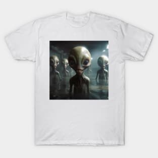 Smiling Ufo Creatures in Swamp T-Shirt